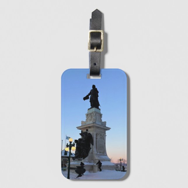 Etiqueta Para Maletas Monumento a Samuel De Champlain, Quebec, Canadá (Anverso vertical)