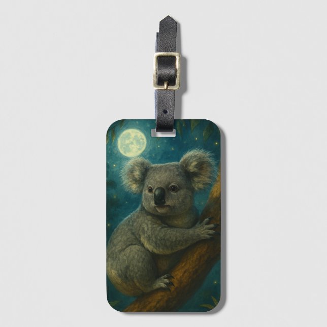 Etiqueta Para Maletas Moonlit Koala Perch (Anverso vertical)