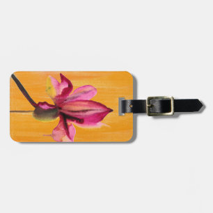 Etiqueta Para Maletas Morada Orquídea acuarela naranja flor de arte pop