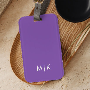 Etiqueta Para Maletas Morado violeta oscuro Monograma moderno