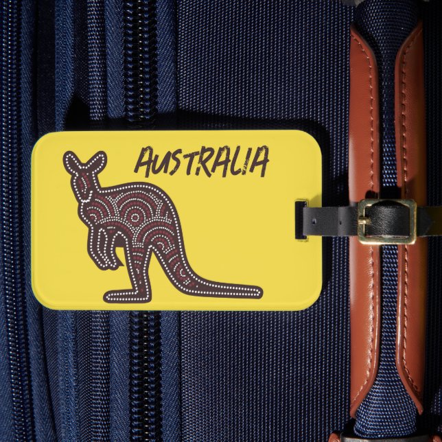 Etiqueta Para Maletas Mosaico aborigen canguro (Anverso In Situ 4)