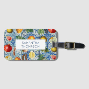 Etiqueta Para Maletas Mosaico azul de fruta de verano mediterráneo