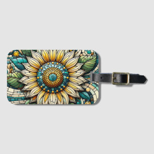 Etiqueta Para Maletas Mosaico de vidrio emplomado de girasol