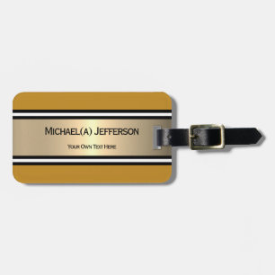 Etiqueta Para Maletas Mostaza de moda Amarillo Oro Negro Blanco Raya