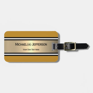 Etiqueta Para Maletas Mostaza de moda Amarillo Oro Negro Blanco Raya