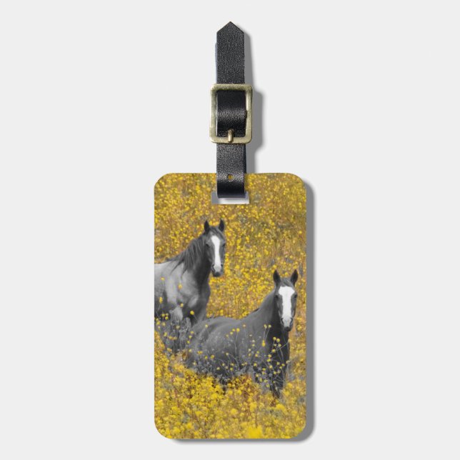 Etiqueta Para Maletas Mostaza y caballos (Frente Vertical)