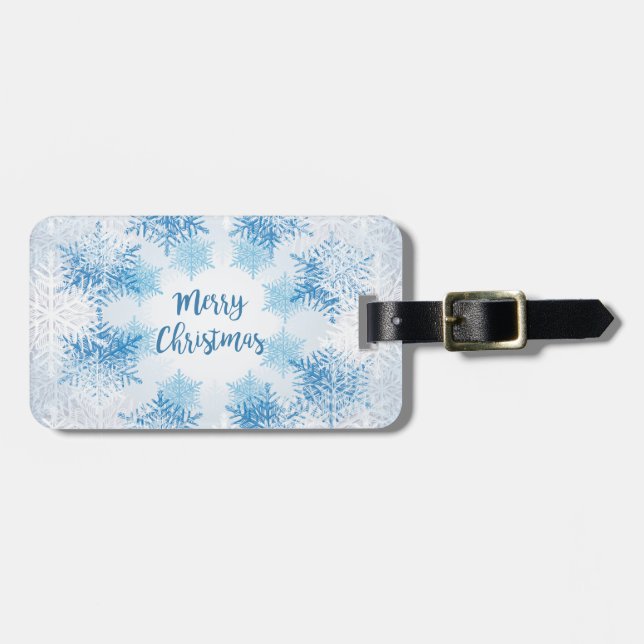 Etiqueta Para Maletas MOSTRAR FLAKES PATRÓN Feliz Navidad (Frente Horizontal)