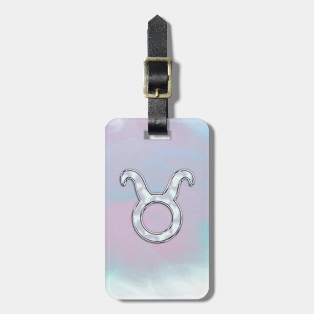 Etiqueta Para Maletas Mother of Pearl Taurus Zodiac Symbol (Frente Vertical)