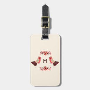 Etiqueta Para Maletas Motif folclórico escandinavo con aves y flores