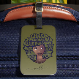 Etiqueta Para Maletas Motivadoras mujeres negras, con el pelo natural, v