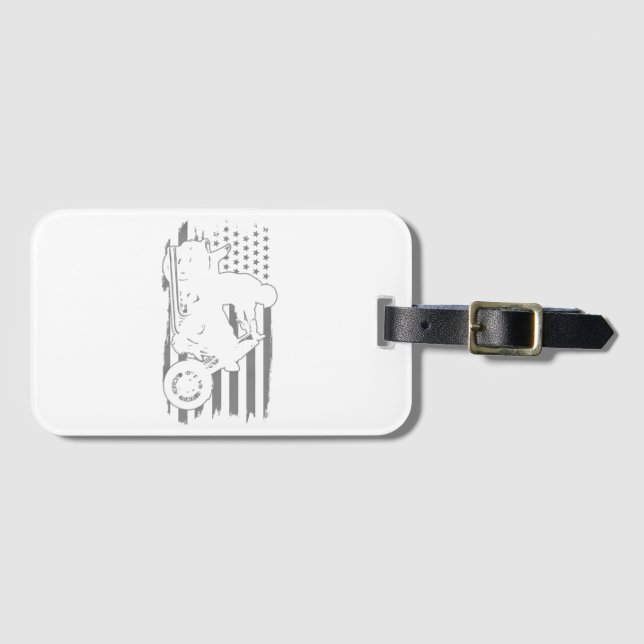 Etiqueta Para Maletas Motocicleta patriótica bandera estadounidense vint (Anverso horizontal)