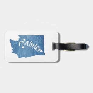 Etiqueta Para Maletas Mt. Rainier Washington Wood Grain