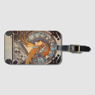 Etiqueta Para Maletas Mucha Art Nouveau mujer vintage post francés zodia