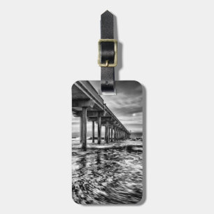 Etiqueta Para Maletas muelle en blanco y negro al amanecer, California