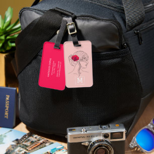 Etiqueta Para Maletas Mujer de línea personalizada con Rosa