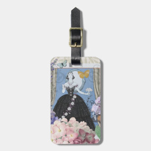 Etiqueta Para Maletas Mujer elegante azul vestido floral elegante
