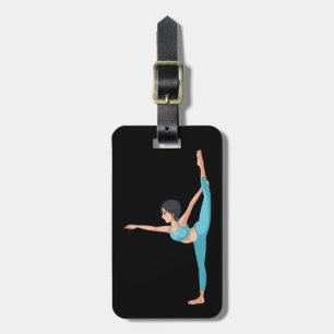 Etiqueta Para Maletas Mujer en postura de bailarina de yoga estirándose
