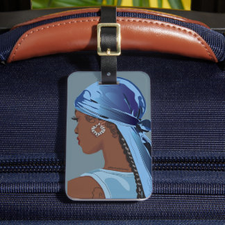 Etiqueta Para Maletas Mujer negra con obra de arte durag