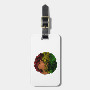 Etiqueta Para Maletas Mujer negra rasta afro rojo amarillo verde 