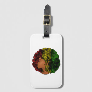 Etiqueta Para Maletas Mujer negra rasta afro rojo amarillo verde 