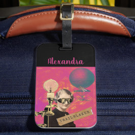 Etiqueta Para Maletas Mujer Steampunk Pionera Arte Pop Playa