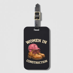 Etiqueta Para Maletas Mujeres en botas de trabajo de construcción y casc