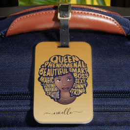 Etiqueta Para Maletas Mujeres motivadoras negras, pelo natural amarillo 