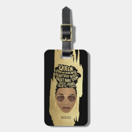 Etiqueta Para Maletas Mujeres motivadoras negras, pelo natural, negro do