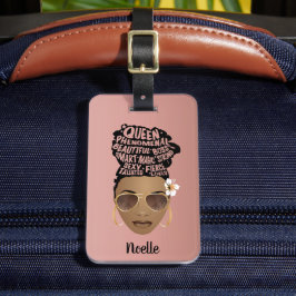 Etiqueta Para Maletas Mujeres negras motivadoras, bollo natural, rosa