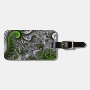 Etiqueta Para Maletas Mundo de fantasía verde y gris arte abstracto frac