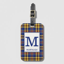 Etiqueta Para Maletas Murtaugh Tartan Royal Blue and Gold PlPattern