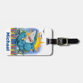 Etiqueta Para Maletas Músculos de flexión de tiburón Vida marina persona