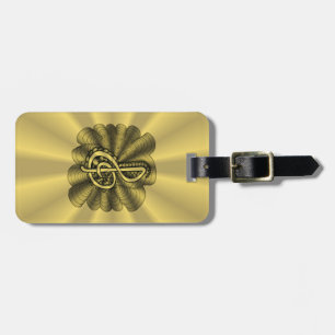 Etiqueta Para Maletas Music Treble Clef Gold Personalizado