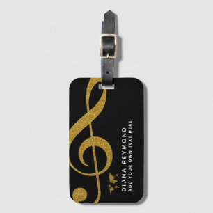 Etiqueta Para Maletas músico viajar oro treble clef negro