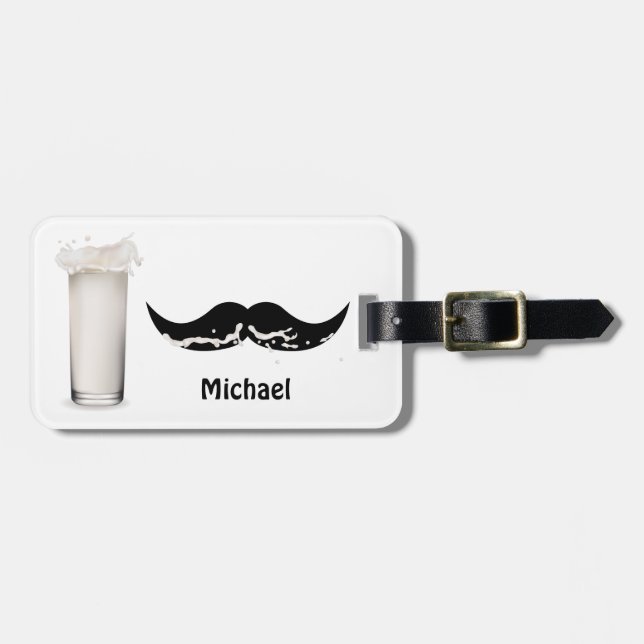 Etiqueta Para Maletas Mustache de leche personalizado (Frente Horizontal)