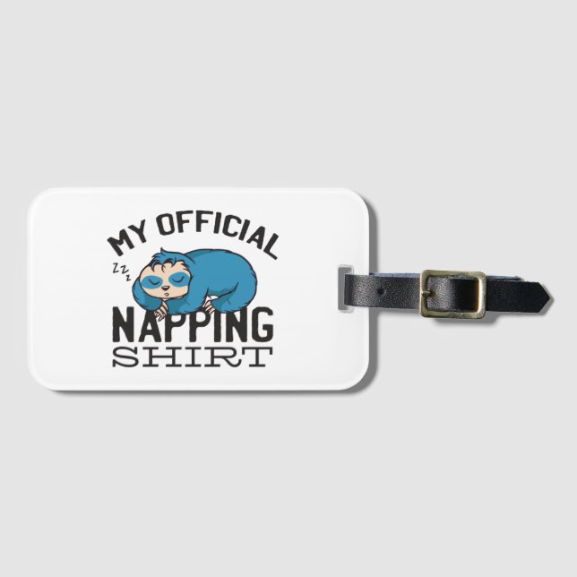 Etiqueta Para Maletas My official napping shirt - Lazy sleeping Sloth (Anverso horizontal)
