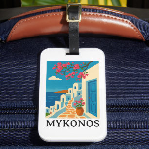 Etiqueta Para Maletas Mykonos Grecia Viaje Vintage - Arte Colorido