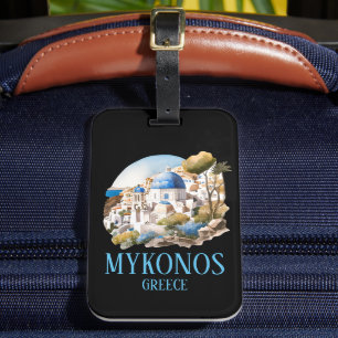 Etiqueta Para Maletas Mykonos Grecia Vintage de la isla griega