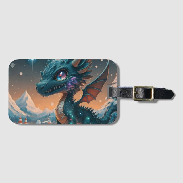 Etiqueta Para Maletas Mystical Chibi Dragon Winscape (Anverso horizontal)