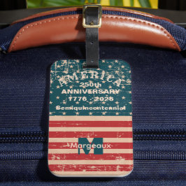 Etiqueta Para Maletas Name-Initial, Vintage Stars & Stripes Flag Motif