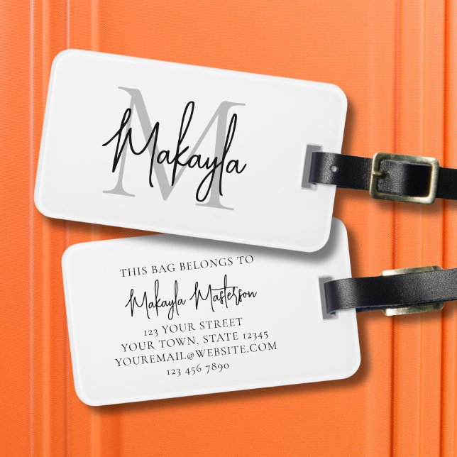 Etiqueta Para Maletas Name Monogram Stylish Script  (Subido por el creador)