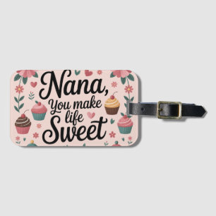 Etiqueta Para Maletas Nana Haces que la Vida sea Dulce Gráfico Postre y 