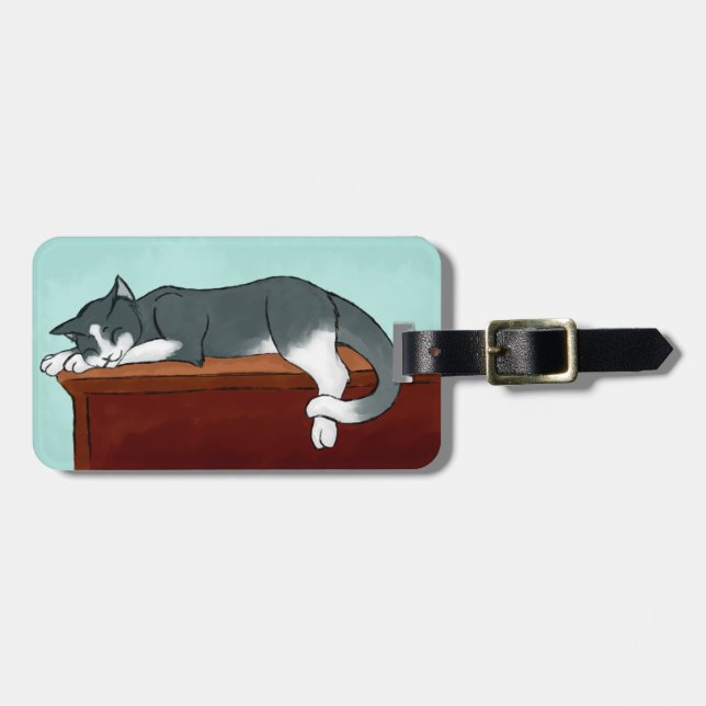 Etiqueta Para Maletas Napping Kitty (Frente Horizontal)