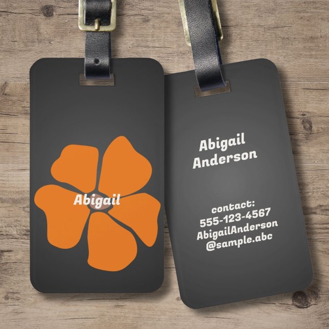 Etiqueta Para Maletas Naranja abstracto Daisy Flower on Dark (Subido por el creador)