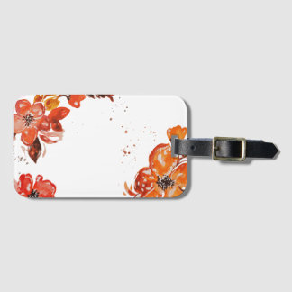 Etiqueta Para Maletas Naranja acuarela espejo de flores compacto