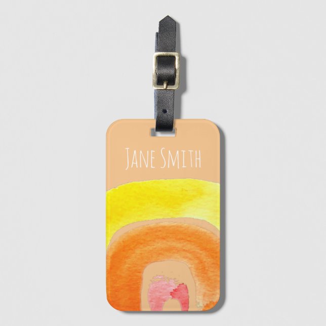 Etiqueta Para Maletas Naranja Amo arcoiris acuarela (Anverso vertical)