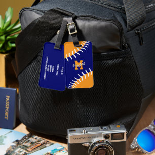 Etiqueta Para Maletas naranja azul o CUALQUIER color sofball béisbol