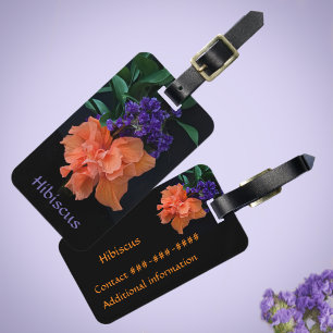 Etiqueta Para Maletas Naranja brillante Hibiscus Personalizable tropical