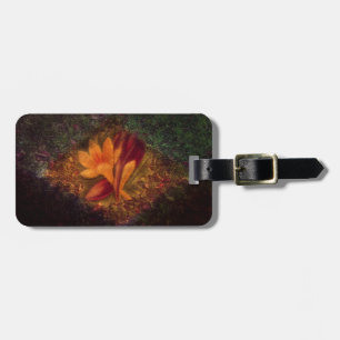 Etiqueta Para Maletas Naranja de desvanecimiento vintage y crocus burdeo