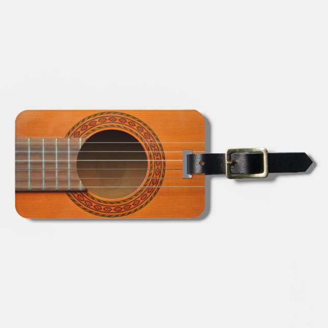 Etiqueta Para Maletas naranja de guitarra clásica (Frente Horizontal)